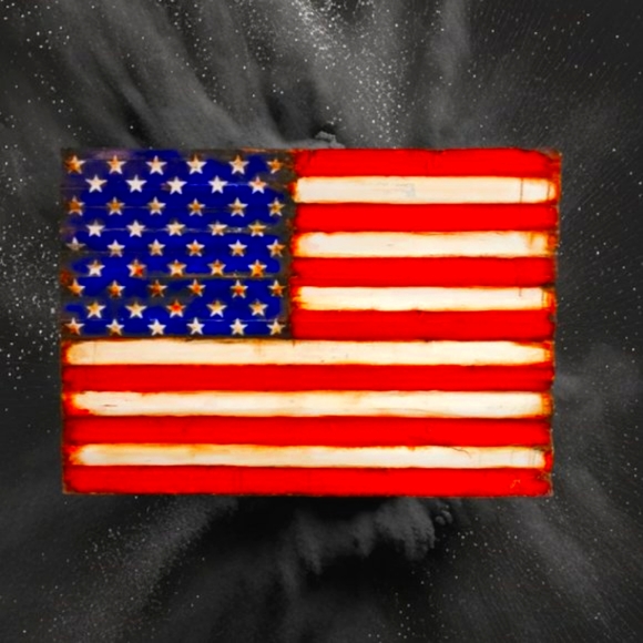 Rustic American Flag 30"x 20" Hand Painted Art - Picture 1 of 10